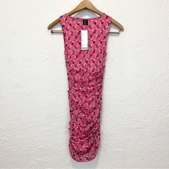 Urban Outfitters XS Dress Mesh Pink Ruched Extra Small UO - Picture 6 of 11